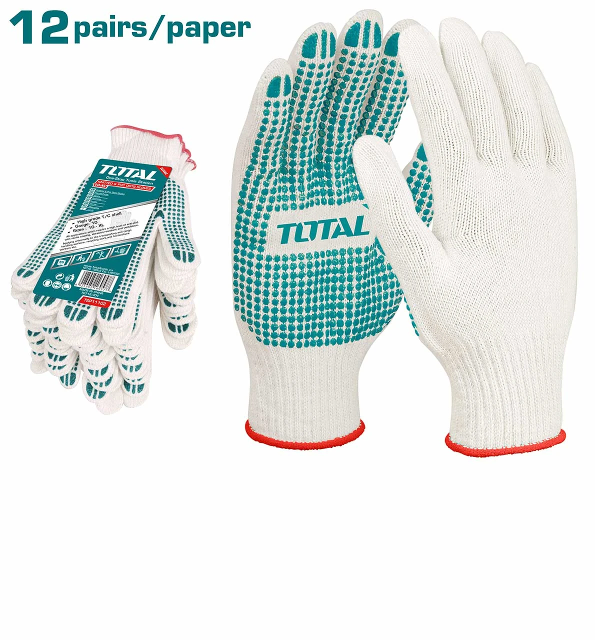 GANTS TRICOTÉS ET PVC À POIS